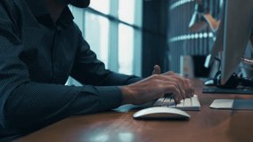 Man Typing On Keyboard At Office Desk. Business Professional Working On Computer. Corporate Productivity Male Employee At Workspace, Modern Technology Use. Digital Creator Web Developer In Office  - Powered by Shutterstock - Get 15% off with code: PIKWIZARD15