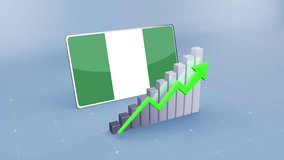 Nigeria Country Flag and Bar Chart Graph Increasing Values. Nigeria Country Flag on Bar Graph Upward Rising Green Arrow Developing Country Concept - Powered by Shutterstock - Get 15% off with code: PIKWIZARD15