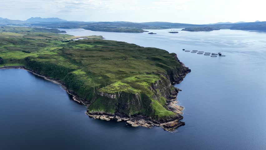 Beauty of the Isle of Skye in Scotland from an aerial perspective showcasing its rugged coastline and lush landscapes