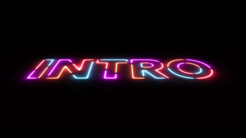 Intro colorful glowing neon line animation Isolated on Black Background