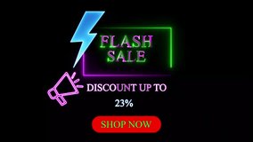 Neon Flash Sale Announcement Discount Up To 23 Percent Shop Now Megaphone Lightning Bolt Electric - Powered by Shutterstock - Get 15% off with code: PIKWIZARD15
