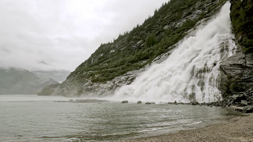 Mendenhall Glacier and Nugget Falls in Juneau Alaska