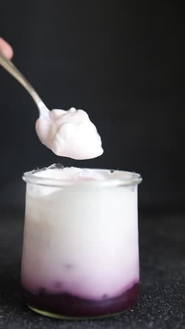 Yogurt or Skir with berries fresh sour natural product tasty snack fresh delicious gourmet food background on the table rustic food top view copy space