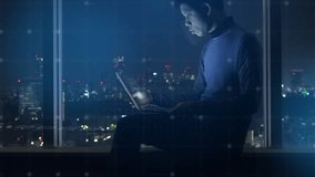 A focused individual works on a laptop, surrounded by city lights and digital analytics. The scene reflects the intersection of technology and urban life, showcasing the importance of data in modern d - Powered by Shutterstock - Get 15% off with code: PIKWIZARD15