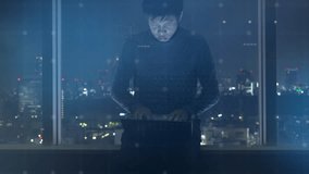 A focused individual analyzes complex data visualizations on a futuristic interface, highlighting the integration of technology and urban life. The scene reflects the growing importance of data in dec - Powered by Shutterstock - Get 15% off with code: PIKWIZARD15