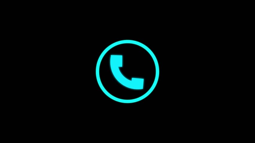 Animated call icon with a mobile phone screen concept. Incoming or outgoing call icon. Loop out phone call animation black background.