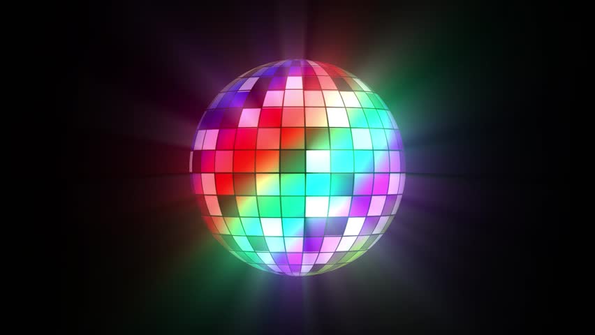 Disco Ball Reflecting Yellow and Blue Light Rays on Black Background mirror ball