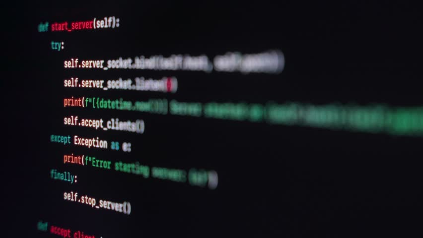 Close-up view of programming code displayed on a black screen in a code editor interface. - Powered by Shutterstock - Get 15% off with code: PIKWIZARD15