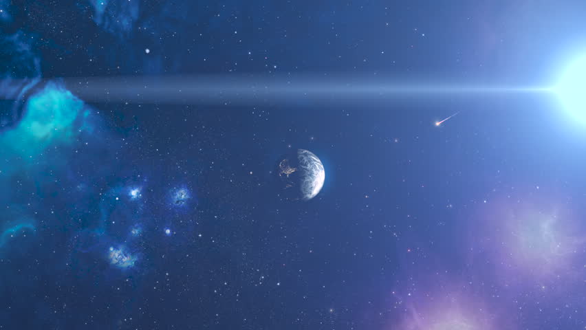 Burning Meteor flying toward planet earth, outer space zoom out 
3d rendering of planet earth with potential asteroid threat,4k,2024 
