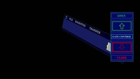 File transfer animation text effect technology. Document transferring between system folders computer screen. Data sending transferring management, and document related concepts on black background. - Powered by Shutterstock - Get 15% off with code: PIKWIZARD15