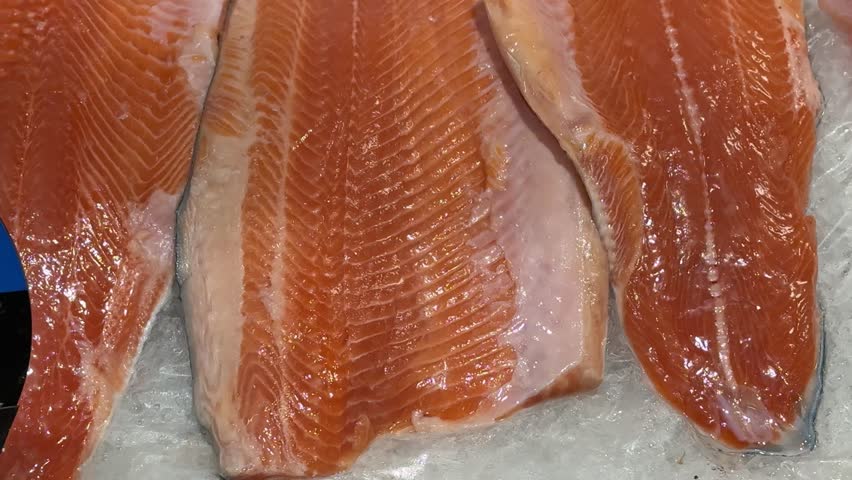 Freshly Cured Salmon Fillets Now Available and Ready for Cooking Delicious Meals. These delicious cured salmon fillets are beautifully displaying their vibrant color and achieving perfect texture.