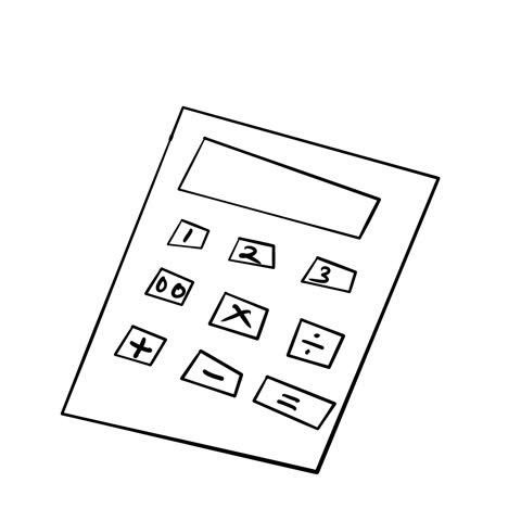 Easy to use doodle calculator on white background