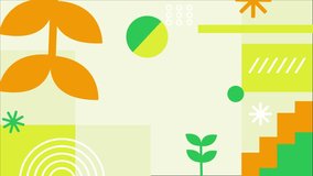 Abstract green and orange geometric shapes with nature elements seamless 4k video background motion pop art design - Powered by Shutterstock - Get 15% off with code: PIKWIZARD15