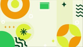 Abstract green and orange geometric shapes with nature elements on soft color background seamless 4k video background motion pop art design - Powered by Shutterstock - Get 15% off with code: PIKWIZARD15