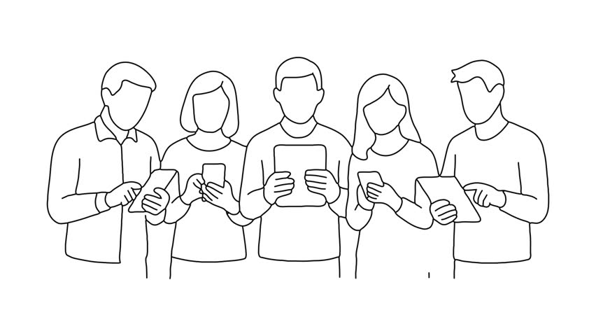 continuous one line drawing of people using digital devices line art motion graphic video on white background - Powered by Shutterstock - Get 15% off with code: PIKWIZARD15