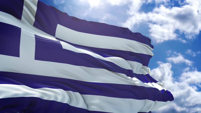 flag of Greece. close up of the Greek flag waving in the wind. Greek flag circle