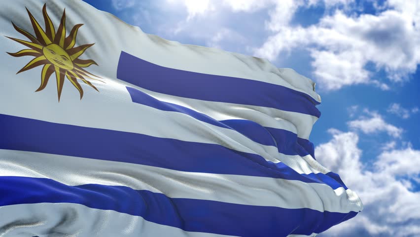 flag of uruguay. close up of uruguay flag waving in the wind. uruguay flag loop. green screen - Powered by Shutterstock - Get 15% off with code: PIKWIZARD15