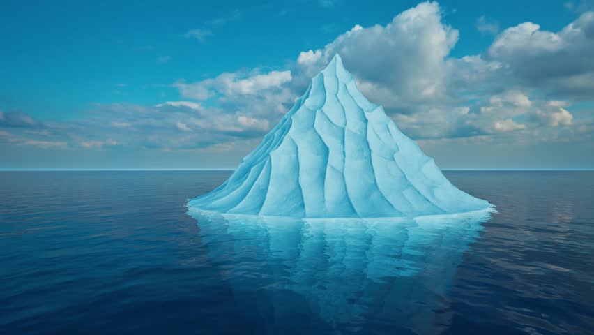 Iceberg at sea cold weather nature view 4k. 3D Illustration