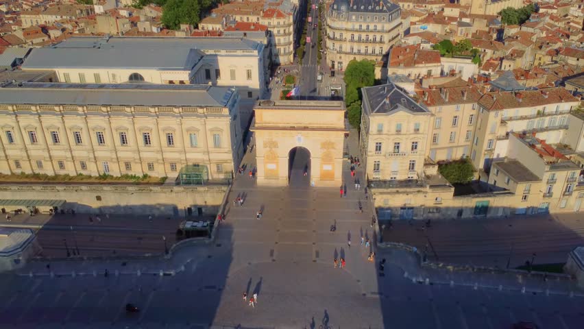 aerial drone shot captures the grandeur of Montpellier