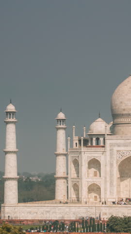 Taj Mahal in Agra, Uttar Pradesh, India. Seven world wonders. Fabulous Taj mahal travel concept. indian islamic heritage at sunny day time lapse time-lapse timelapse.