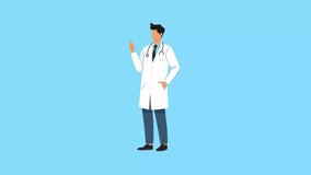 Video animation motion graphic of a doctor advising with his hands. doctor concept. 2D flat cartoon stock footage 4K high quality. Cartoon flat animated graphics - Powered by Shutterstock - Get 15% off with code: PIKWIZARD15