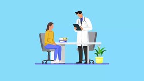 Video animation motion graphic of a doctor recording a patient's complaint. Doctor concept. 2D flat cartoon stock footage in 4K high quality.. Cartoon flat animated graphic - Powered by Shutterstock - Get 15% off with code: PIKWIZARD15
