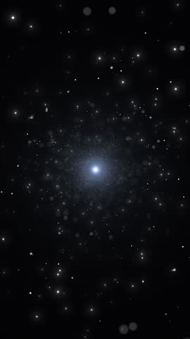 Spiral Galaxy Light Effect Floating Glowing Stars Black deep space spiral galaxy featuring white glowing particles radiating from center for astronomy videos science fiction openings abstract visuals