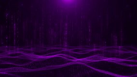 Futuristic Purple Digital Wave Grid Digital Rain Glowing Grid Waves perfect for tech presentations sci-fi backdrops cyberpunk themes futuristic sci-fi intros, tech explainers, virtual metaverse 3D 4K - Powered by Shutterstock - Get 15% off with code: PIKWIZARD15