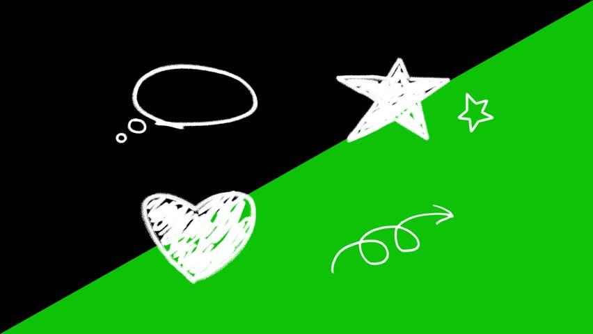 Set of doodle hand drawn animated elements. Hand drawn arrow, star, love, bubble symbol set icon.