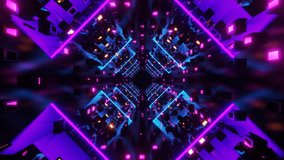 An AI-generated futuristic neon tunnel glowing in purple and blue with cubic lights - Powered by Shutterstock - Get 15% off with code: PIKWIZARD15