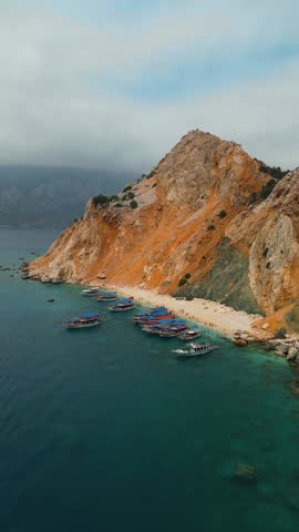 A stunning 4K aerial vertical view of Suluada Island, often called the “Turkish Maldives, Turkey_10