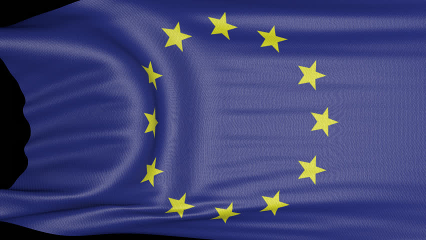 European Union Curtain Flag Transition Animation on Alpha Channel, Loop
