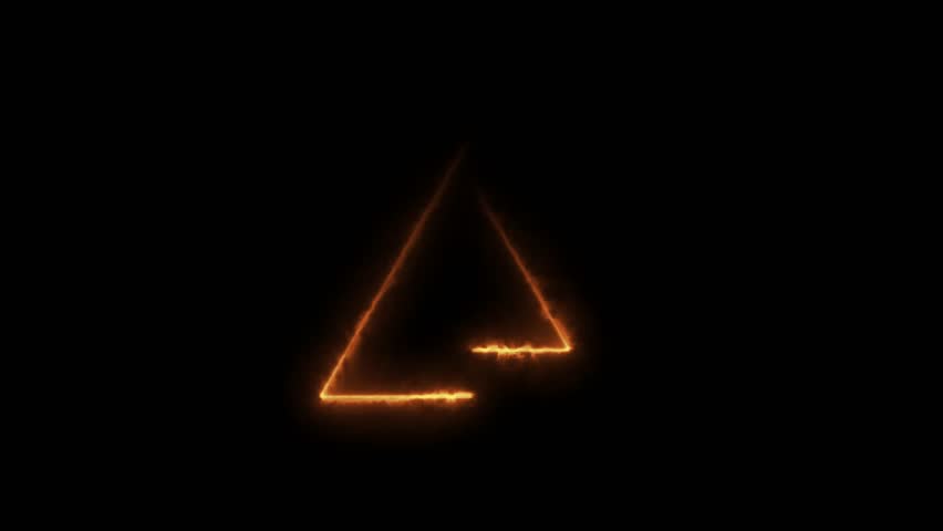 Neon Double Triangle Frame Black Background 4k Video.