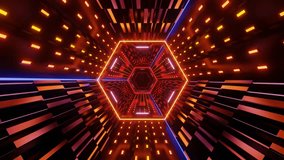 An AI-generated glowing orange hexagon tunnel with bright futuristic neon patterns - Powered by Shutterstock - Get 15% off with code: PIKWIZARD15