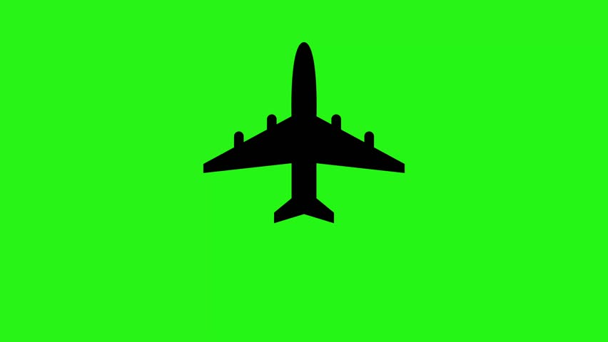 Plane icon flying animation on green screen background in 4K