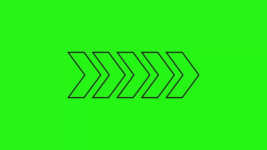 Looping black arrow stripe animation on green screen background