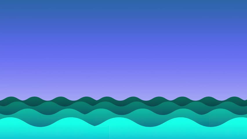 A flat 2D animation of a cargo container ship sailing across a stylized, wavy ocean. This motion graphic is ideal for themes related to global logistics, shipping, transportation, trade, and business.