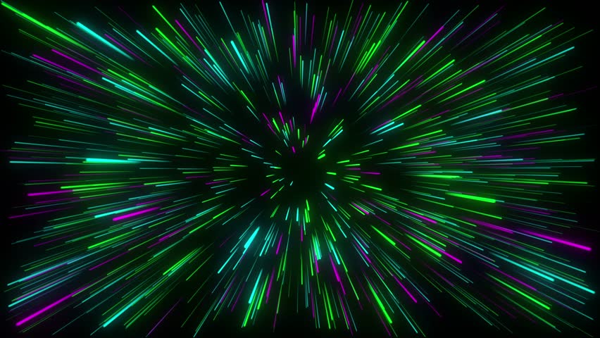 Abstract neon lines zoom out background particle lighting neon lines zoom out looping background animation. Infinite futuristic background with vibrant and wonder lights. 
