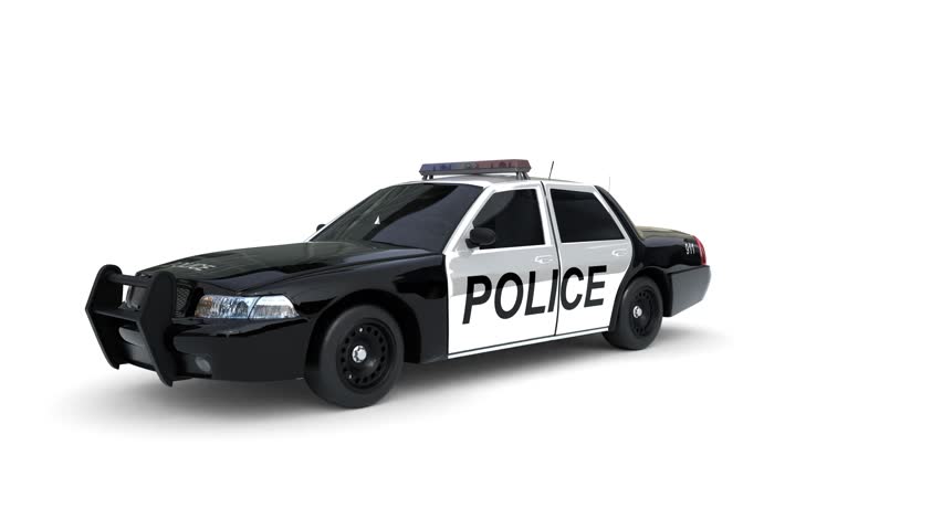 police car on white background. 3d and computer rendering animation video with 4k resolution.