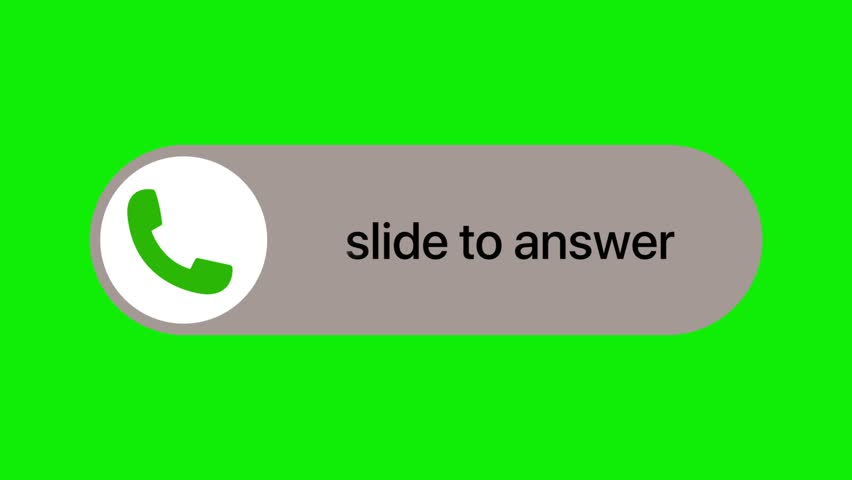 Slide to answer phone icon alert notification on green screen, Phone incoming call animation, 4k video.