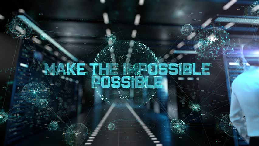 Make the Impossible Possible. IT Administrator Activating Modern Data Center Server with Hologram.