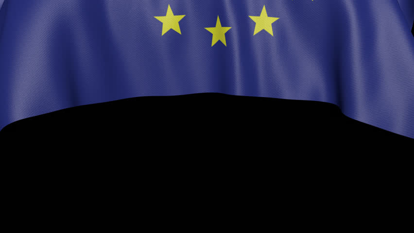 European Union Curtain Flag Transition Animation on Alpha Channel, Loop
