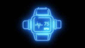 Neon glowing smartwatch symbolizing wearable technology, fitness tracking, and digital lifestyle - Powered by Shutterstock - Get 15% off with code: PIKWIZARD15