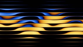Looping 3D animation. Abstract minimalist background of blinds or sharp lines with reflection. Blue and yellow gradient transforms and changes colors inside the glossy horizontal stripes - Powered by Shutterstock - Get 15% off with code: PIKWIZARD15