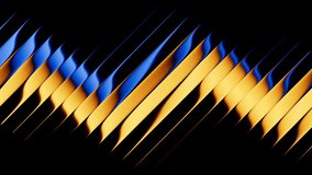 Cyclic 3D animation. Abstract minimalist background divided into diagonal black glossy stripes with reflection. Transforming blue and yellow gradient, changing colors. - Powered by Shutterstock - Get 15% off with code: PIKWIZARD15
