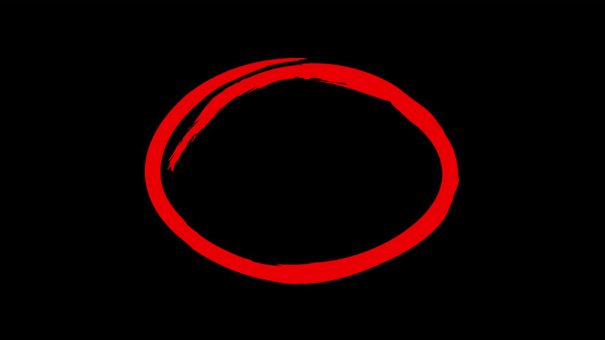 Hand draw oval frame circle animation, red circle drawing animation.  4k alpha channel