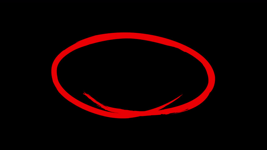 Red Hand drawing brush oval frame circle round animation, Circle marker with drawing ink brush effect