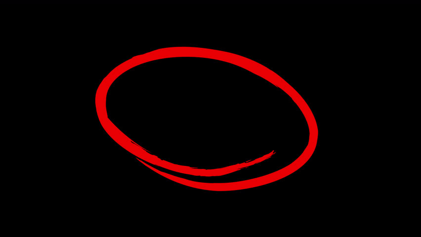 hand drawn red circle animation on transparent background. red circle brush drawn, brush stroke circle highlighter scribble animation.