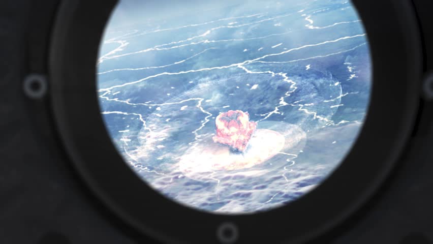 Nuclear explosion over earth from plane or space shuttle window
Cinematic view over earth with nuclear explosion, outer space view,4K, 
