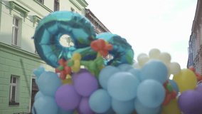 Colorful balloons on car, festive vehicle decoration with balloons, celebration car with air balloons, party decoration on automobile, wedding car with balloons - Powered by Shutterstock - Get 15% off with code: PIKWIZARD15